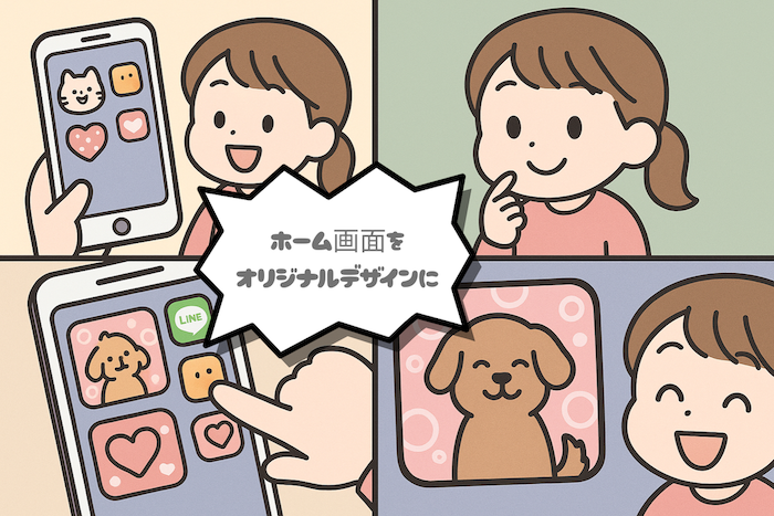 RapTap Meアプリのホーム画面カスタマイズ例 - かわいいウィジェットとテーマが適用されたiPhone画面